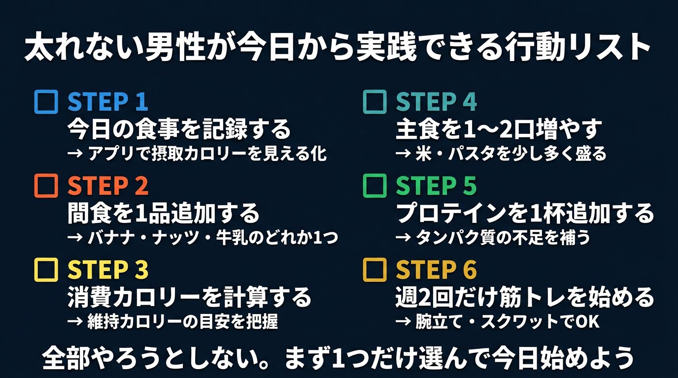 太れない男性が今日から実践できる行動リスト