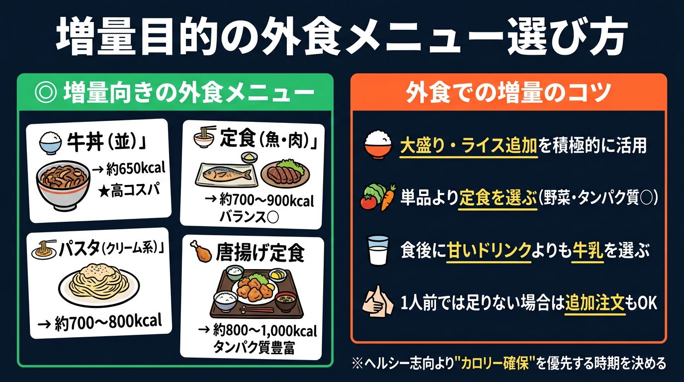 増量目的の外食の基本的な考え方
