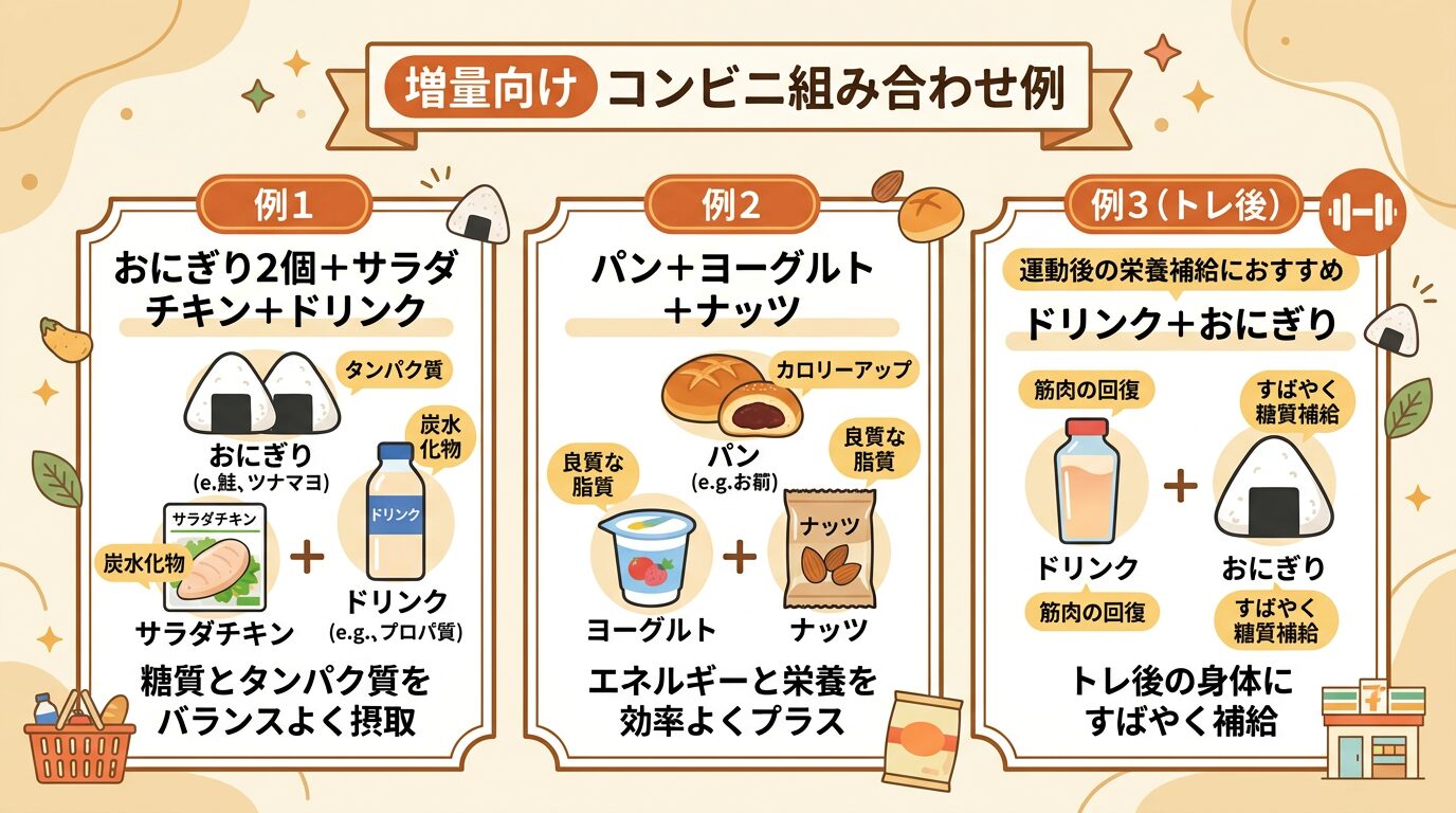 増量向けコンビニ組み合わせ例