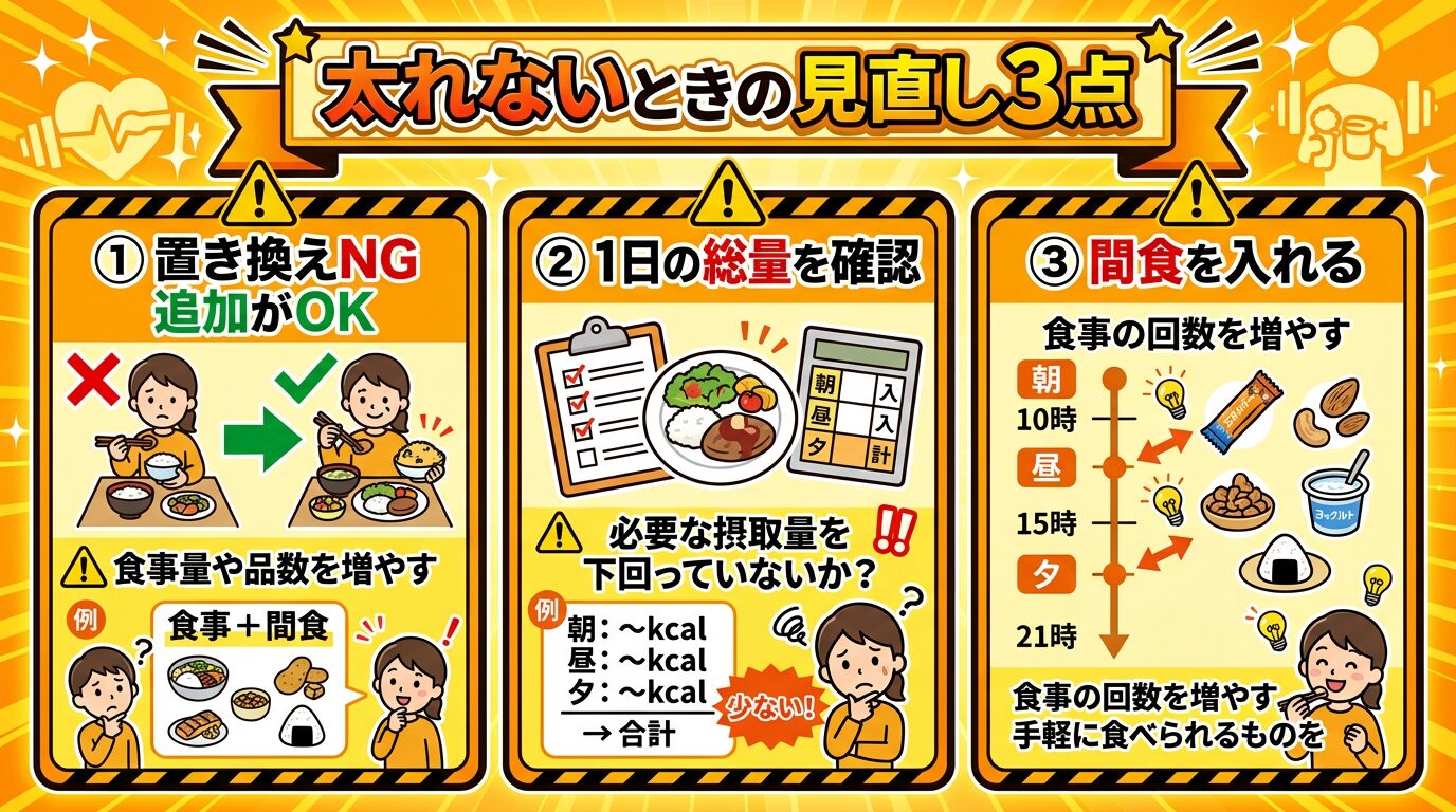 飲んでも太れないときの見直しポイント