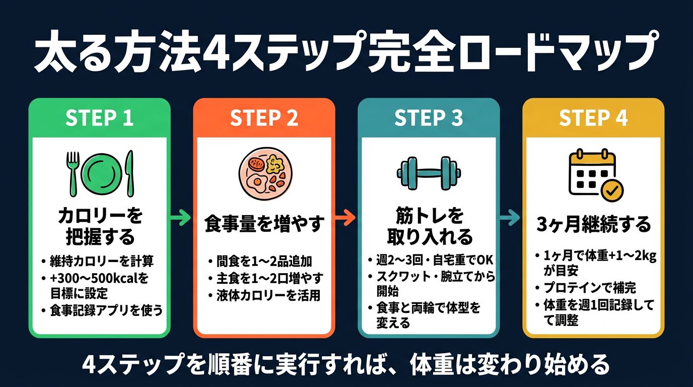 体重を増やす方法4ステップのロードマップ
