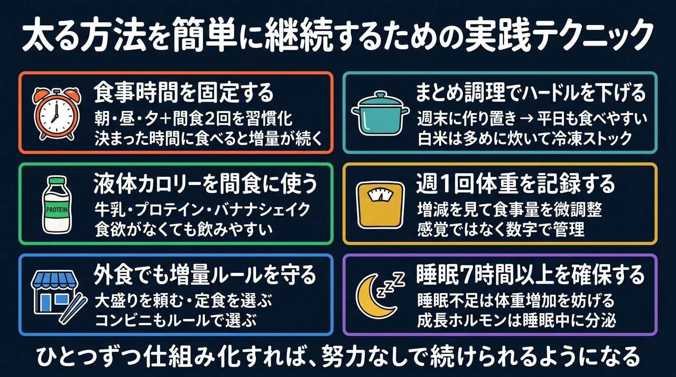 太る方法を簡単に継続するための実践テクニック