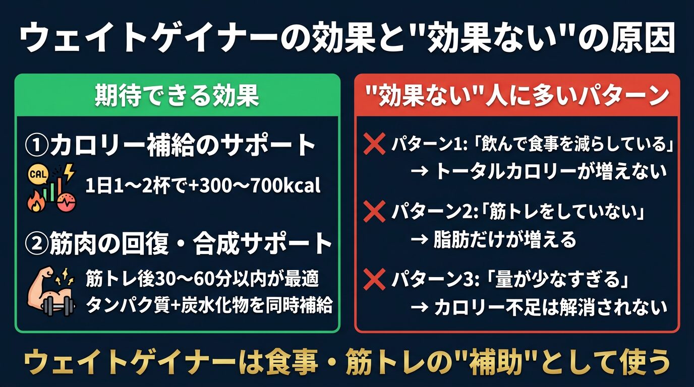 ウェイトゲイナーの効果と